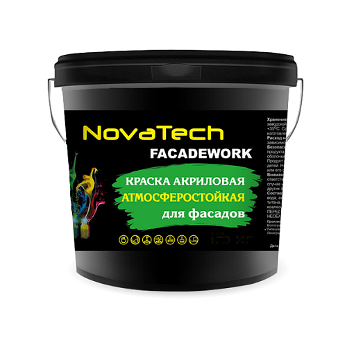 Краска ВД Novatech фасадная 14кг водно-дисперсионная Краска ВД Novatech фасадная 14кг водно-дисперсионная